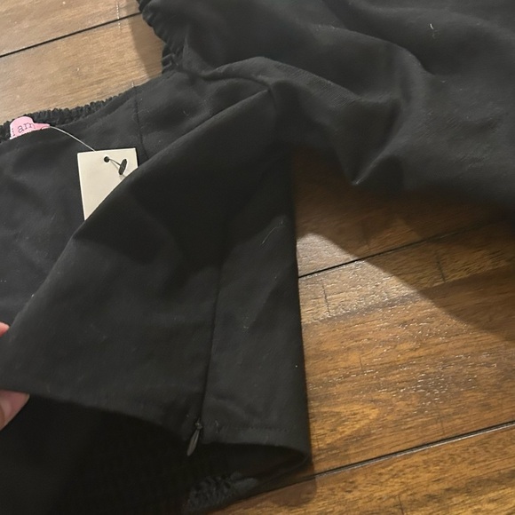 Francesca’s Collections Mi Ami Black Crop Balloon Sleeve Top Size Small NEW - Picture 6 of 14